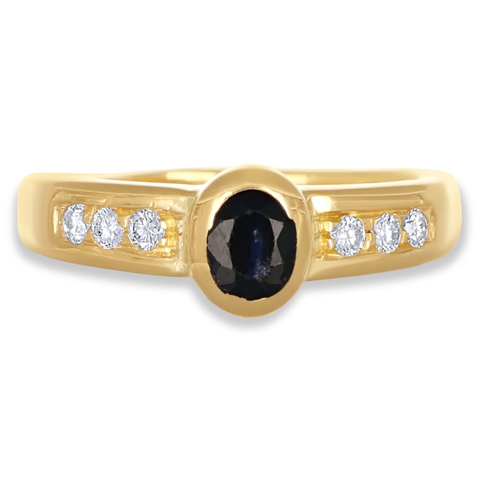 Ring - 18 kraat Gulguld -  0.51ct. tw. Safir - Diamant