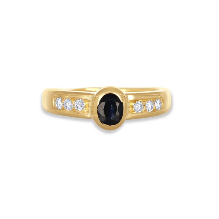 Ring - 18 kraat Gulguld -  0.51ct. tw. Safir - Diamant