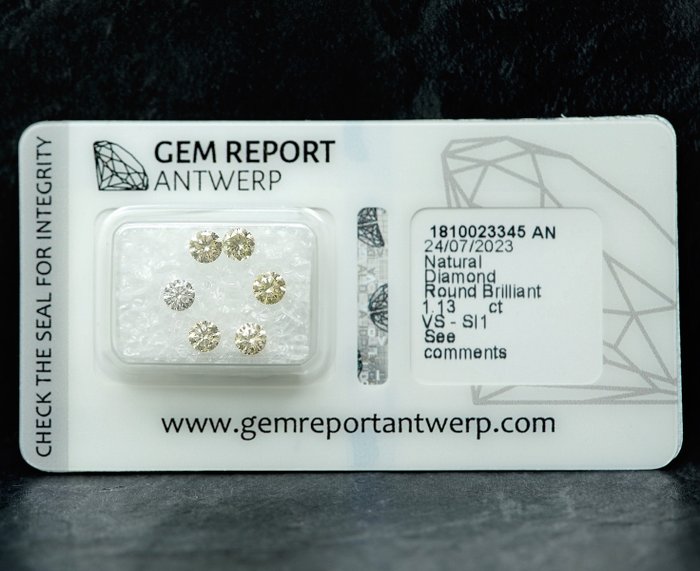 Ingen mindstepris - 6 pcs Diamant  (Natur)  - 113 ct - SI1 VS1 - Gem Report Antwerp (GRA)