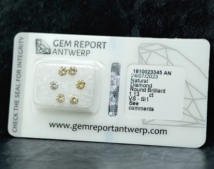 Ingen mindstepris - 6 pcs Diamant  (Natur)  - 113 ct - SI1 VS1 - Gem Report Antwerp (GRA)