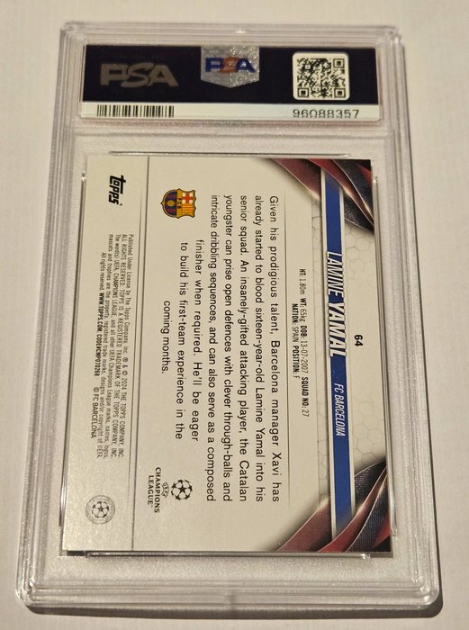 2023/24 Topps Uefa UCC Lamine Yamal #64 Gold Starball PSA 9 - 1 Graded card