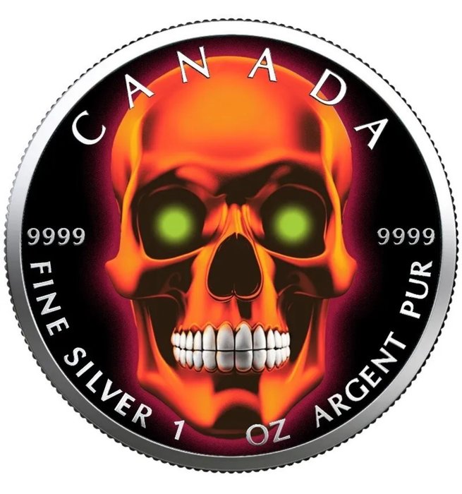 Canada 5 Dollars 2023 Fire Skull Orange 1 Oz (999)  (Ingen mindstepris)