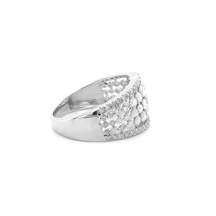 Ring - 14 karat Hvidguld -  1.16ct. tw. Diamant (Natur)