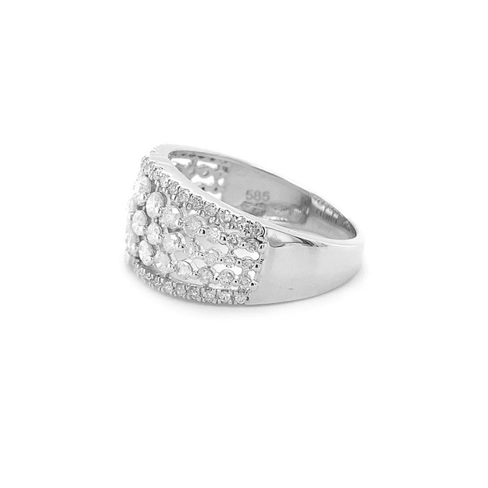 Ring - 14 karat Hvidguld -  1.16ct. tw. Diamant (Natur)