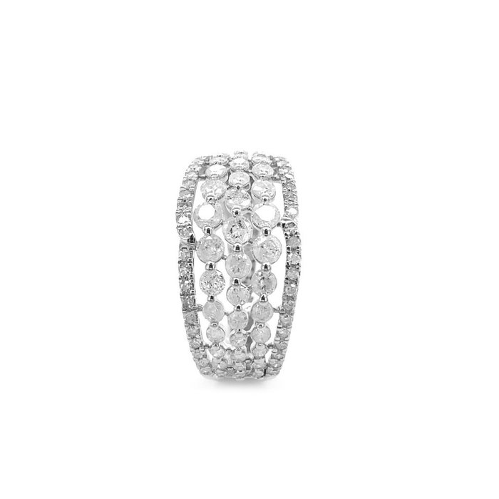 Ring - 14 karat Hvidguld -  1.16ct. tw. Diamant (Natur)