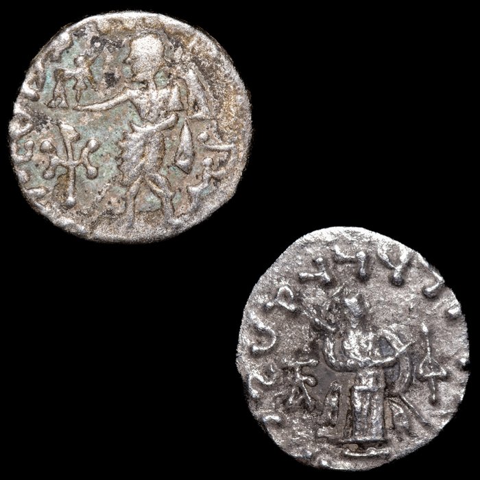 Baktriske Rige, Indo-græske Kongerige. Azes I y II 58-5 a.c. Lot of 2 Drachms 58-5 a.c/ Drachm  (Ingen mindstepris)