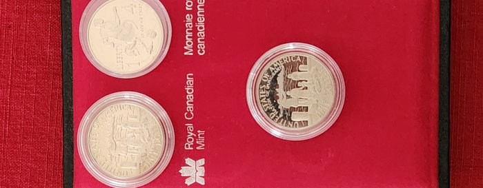 Canada, Förenta staterna. A Lot consisting of 3x USA Commemorative Half Dollars, together with a Canadian 1981 Double Dollar 1981-2000  (Ingen mindstepris)