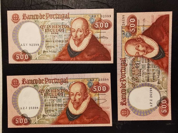 Portugal. - 3 x 500 Escudos 1979 - Pick 177 - consecutive  (Ingen mindstepris)