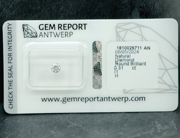 1 pcs Diamant  (Natur)  - 0.31 ct - H - I1 - Gem Report Antwerp (GRA)