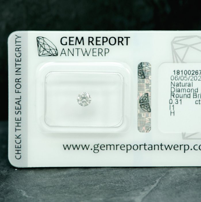 1 pcs Diamant  (Natur)  - 0.31 ct - H - I1 - Gem Report Antwerp (GRA)