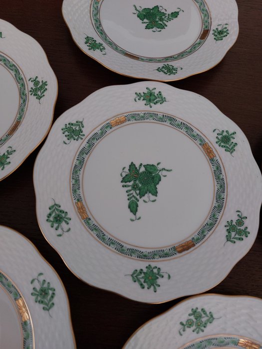 Herend - Tallerken (6) - "Chinese Bouquet/Apponyi Green" - Porcelæn