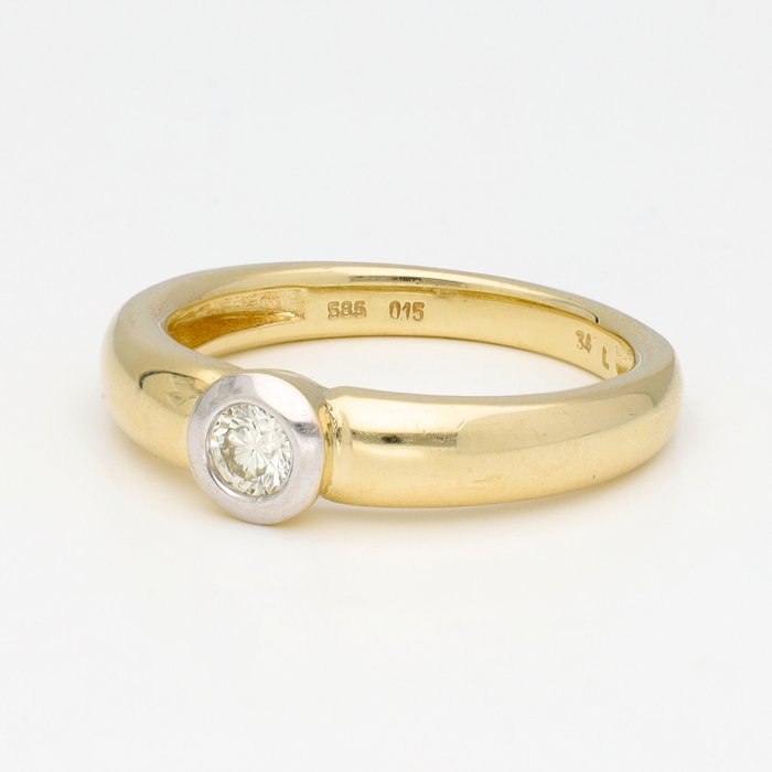 Ingen mindstepris - Ring - 14 karat Gulguld Hvidguld Diamant (Natur)