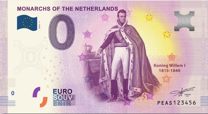 Holland 0 Euro biljetten 2020 Vorsten van Nederland collectie (24 biljetten)  (Ingen mindstepris)