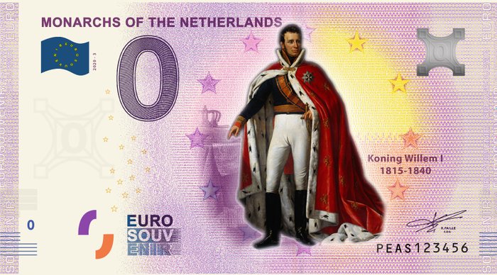 Holland 0 Euro biljetten 2020 Vorsten van Nederland collectie (24 biljetten)  (Ingen mindstepris)