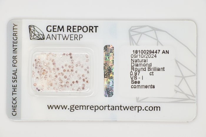 Ingen mindstepris - 120 pcs Diamant  (Natur)  - 0.97 ct - Rund - I1, I2, I3, SI1, SI2, VS1, VS2 - Gem Report Antwerp (GRA) - INGEN RESERVEPRIS