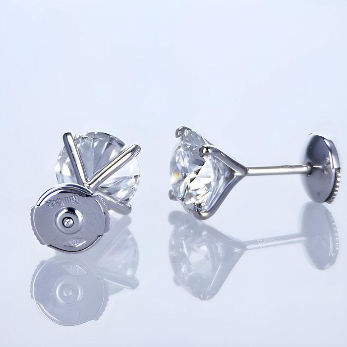 Ørestikkere - 18 kraat Hvidguld -  5.04ct. tw. Diamant (Laboratoriedyrket) - store studs diamanter