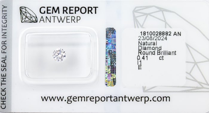 Ingen mindstepris - 1 pcs Diamant  (Natur)  - 0.41 ct - Rund - E - I1 - Gem Report Antwerp (GRA)