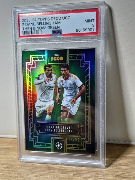 2023/24 Topps Deco UCC Then  Now - Jude Bellingham  Zinedine Zidane /99 PSA 9 - 1 Graded card