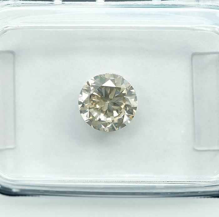 1 pcs Diamant  (Naturfarvet)  - 1.00 ct - Light Brunlig Gul - SI2 - International Gemological Institute (IGI)