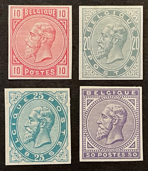 Belgien 1883 - Leopold II Issue 1883 - Komplet serie FORBEDRET uden prøve - OBP 38/41 ND