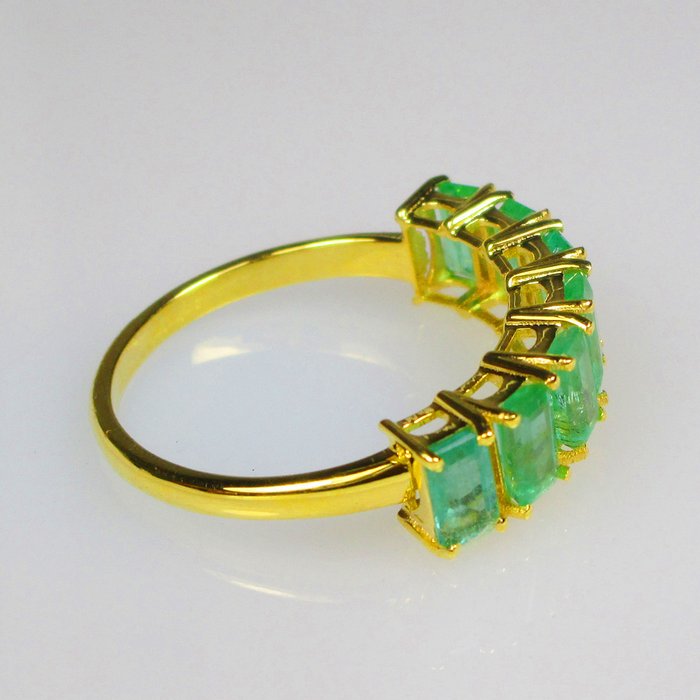 Ring - 14 karat Gulguld -  1.66ct. tw. Smaragd - Smaragd - Smuk smaragdring