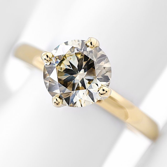 Ring - 14 karat Gulguld -  1.06ct. tw. Gul Diamant (Naturfarvet)