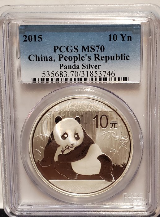 Kina. 10 Yuan 20015 Panda, 1 Oz (.999) - MS70  (Ingen mindstepris)