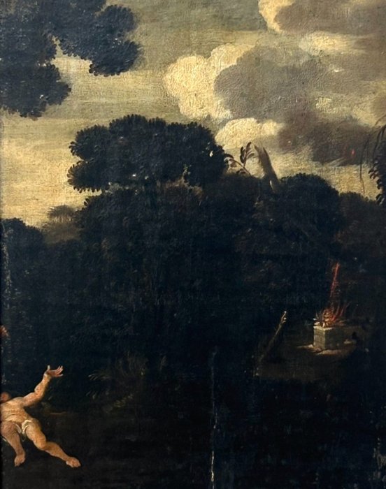 Scuola italiana (XVII-XVIII) - Paesaggio con figura di putto - NO RESERVE