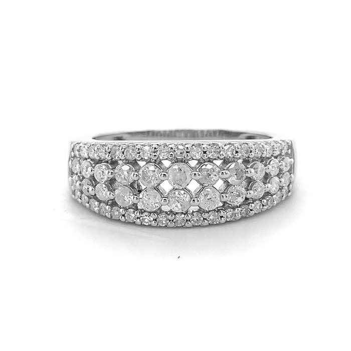 Ring - 14 karat Hvidguld -  0.73ct. tw. Diamant (Natur)