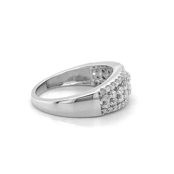 Ring - 14 karat Hvidguld -  0.73ct. tw. Diamant (Natur)