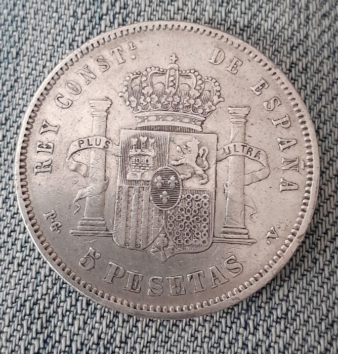 Spanien. Alfonso XIII. 5 Pesetas 1893 *18 *93 PGV (ESCASA)  (Ingen mindstepris)