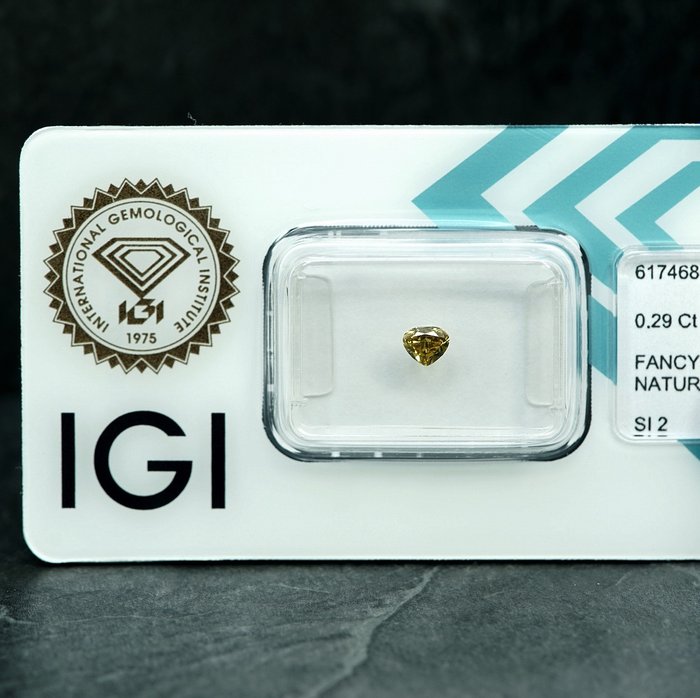 1 pcs Diamant  (Naturfarvet)  - 0.29 ct - Fancy intense Gul - SI2 - International Gemological Institute (IGI)