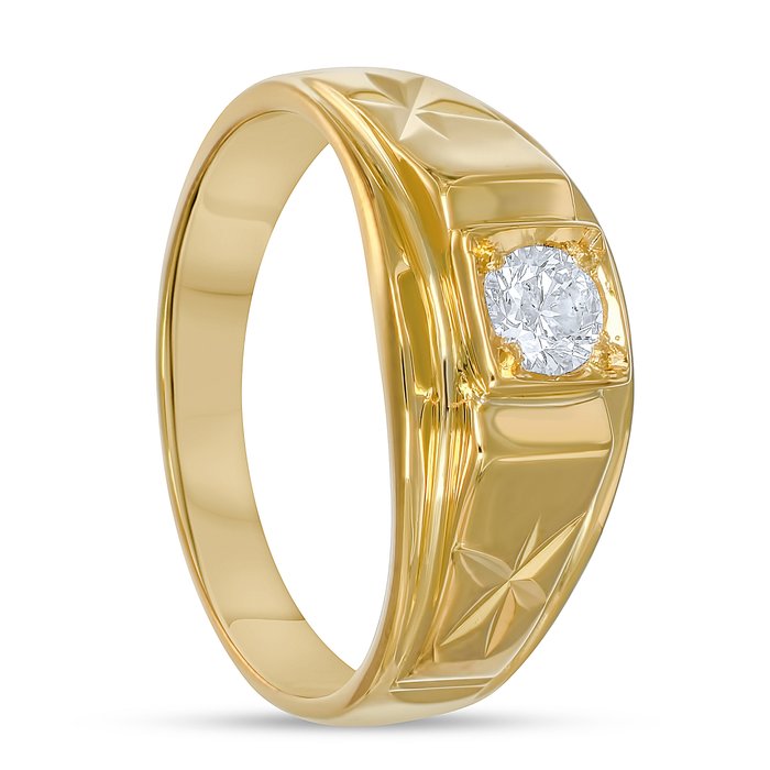 Ring - 18 kraat Gulguld -  0.37ct. tw. Diamant (Natur)