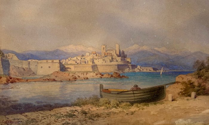 Gonsalvo Carelli (1818-1900) - Waterfront at Antibes Castle