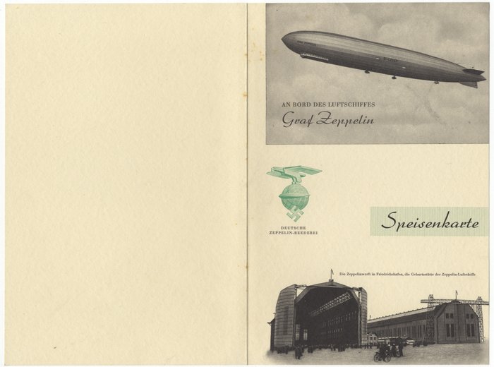 Tyskland 1936 - Menu fra det tyske Zeppelin-rederi til Graf Zeppelin-luftskibet