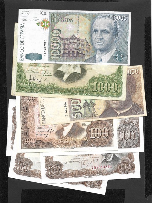 Spanien - 8 Banknotes - Various Dates -  (Ingen mindstepris)