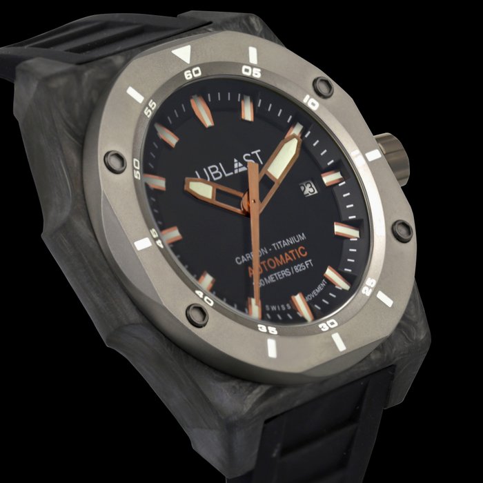 Ublast - Fusion - Forget Carbon  Titanium - UBFSN47BKG - Limited Edition - Automatic Swiss MOVT - Mænd - Ny