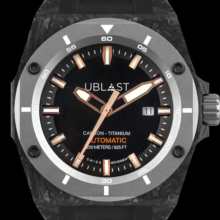 Ublast - Fusion - Forget Carbon  Titanium - UBFSN47BKG - Limited Edition - Automatic Swiss MOVT - Mænd - Ny