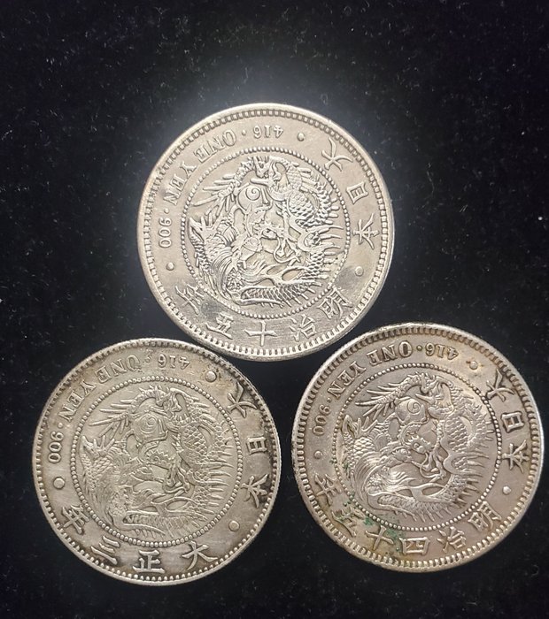 Japan 1 Yen 1882/1914 (3 coins)