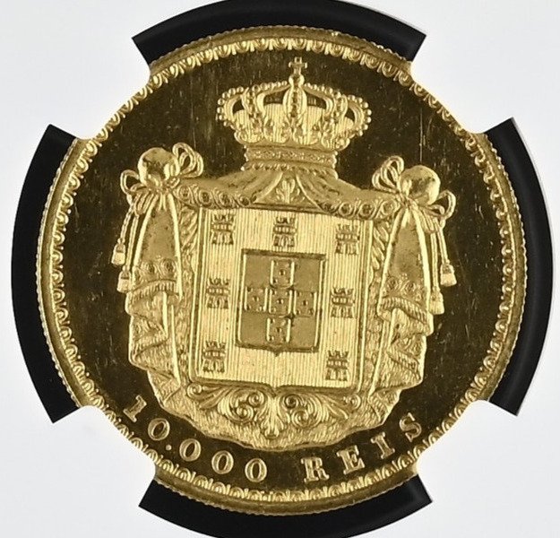 Portugal. D. Luís I (1861-1889). 10.000 Reis 1878 - NGC - MS63 PL - Proof Like - Muito Rara - Top Graded