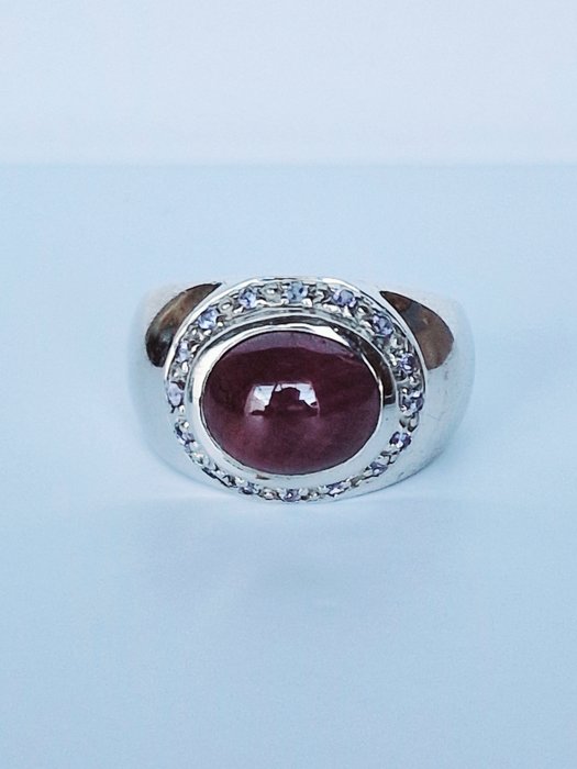 Ingen mindstepris - Ring Sølv -  5.00ct. tw. Rubin - Tanzanit - Solid rubinring