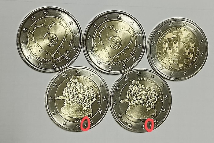 Europa. 2 Euro / Coin Roll Various Years (10 items) Proof + BU  (Ingen mindstepris)