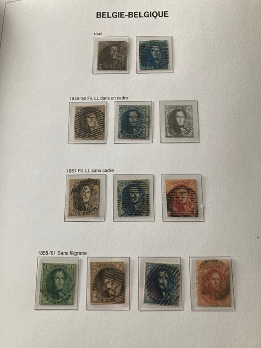 Belgien 1849/1949 - Omfattende samling i Davo Luxe-album med klassisk Helm Lorraine Ridder og andre - OBP/COB 1/37 147 165/78 ea