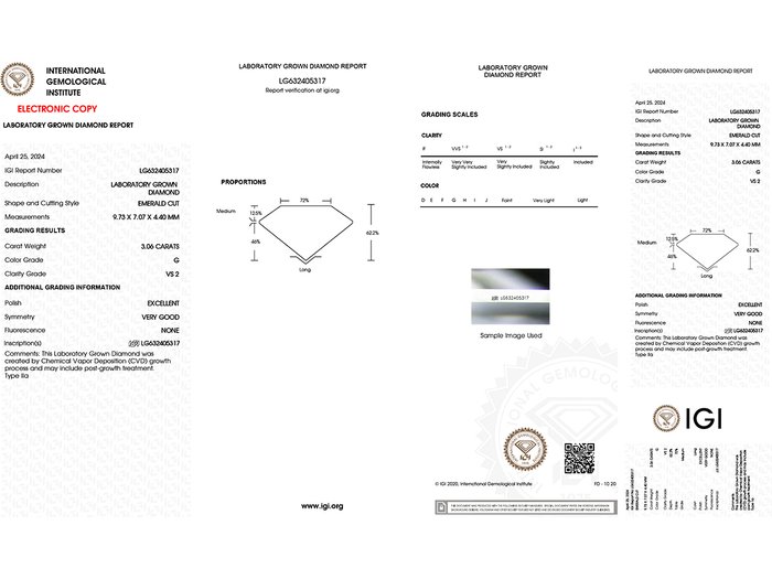 Ingen mindstepris - Halskæde med vedhæng - 14 karat Hvidguld -  3.06ct. tw. Diamant (Laboratoriedyrket)