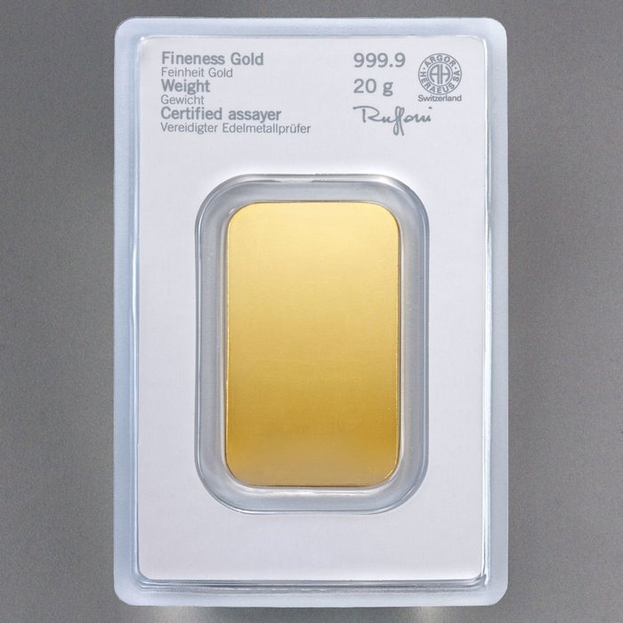 20 gram - Guld 999 - Heraeus, Germany - Forseglet  Med certifikat