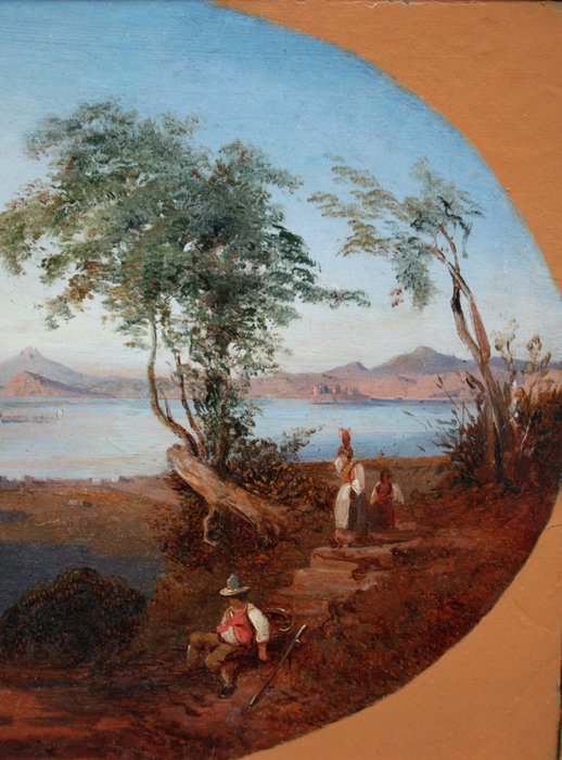 Giacinto Gigante (1806-1876), Circle of - Neapolitan coastal landscape with Ischia and Capri beyond