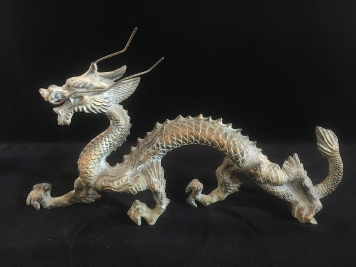 龍 Dragon / Japanese Vintage Metal Statue (34cm) - Statue Metal - Japan  (Ingen mindstepris)