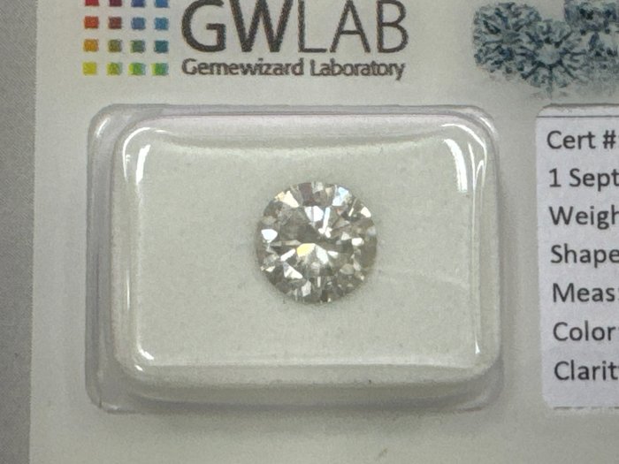 1 pcs Diamant  (Natur)  - 1.56 ct - Rund - I - SI2 - Gemewizard Gemological Laboratory (GWLab)