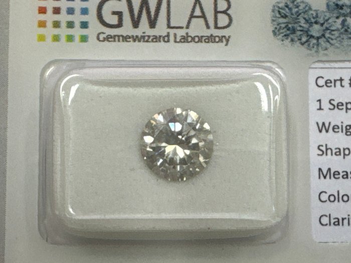 1 pcs Diamant  (Natur)  - 1.56 ct - Rund - I - SI2 - Gemewizard Gemological Laboratory (GWLab)