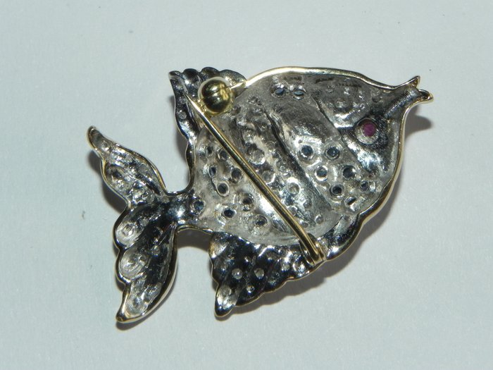 Broche - 14 karat Gulguld Diamant (Natur)